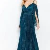 Cameron Blake By Mon Cheri - 120607W Sleeveless Plunging V-neck Long Dress - 1 Pc Spruce In Size 16W Available Formal Gowns