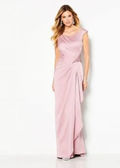 Formal Gowns Cameron Blake By Mon Cheri - Bateau Pleated Evening Dress 219676 - 1 Pc Rose Quartz In Size 12 Available
