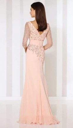 Cameron Blake By Mon Cheri - Chiffon Sheath 116651 - 1 Pc Oyster Pink In Size 6 Available Formal Gowns