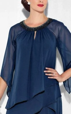 Cameron Blake By Mon Cheri - Three-Piece Chiffon Set 117625W - 1 Pc Navy In Size 22W