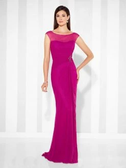 Cameron Blake By Mon Cheri Cameron Blake - Cap Sleeve Illusion Bateau Gathered Sheath Gown 117601 - 1 Pc Royal Blue In Size 10 Available Formal Gowns