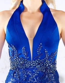 Cassandra Stone - 12137A Collared Plunging Halter Sequined Gown Formal Gowns 7 Cassandra Stone - 12137A Collared Plunging Halter Sequined Gown Formal Gowns