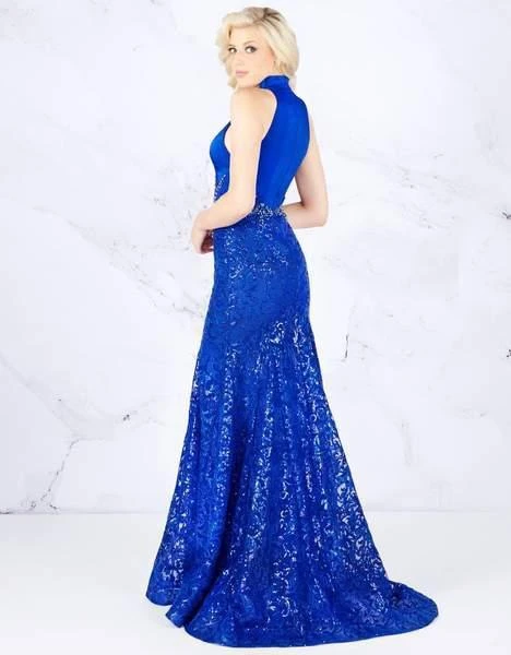 Cassandra Stone - 12137A Collared Plunging Halter Sequined Gown Formal Gowns 4 Cassandra Stone - 12137A Collared Plunging Halter Sequined Gown Formal Gowns