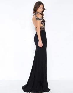 Cassandra Stone - 40687A Embellished High Neck Fitted Gown
