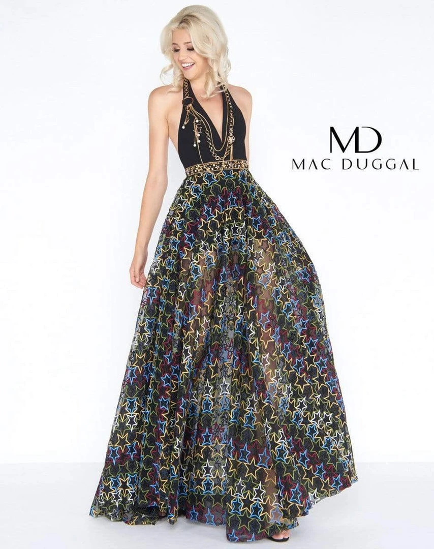 Formal Gowns Cassandra Stone - 40788 Star Printed Deep Halter A-line Dress 4 Formal Gowns Cassandra Stone - 40788 Star Printed Deep Halter A-line Dress
