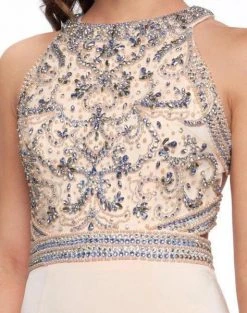 Formal Gowns Cassandra Stone - 40934A Beaded Halter Mermaid Dress With Train
