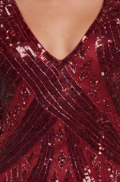 Cassandra Stone - 4436A V Neck Sequin Ornate Draped Back Evening Gown Formal Gowns 8 Cassandra Stone - 4436A V Neck Sequin Ornate Draped Back Evening Gown Formal Gowns