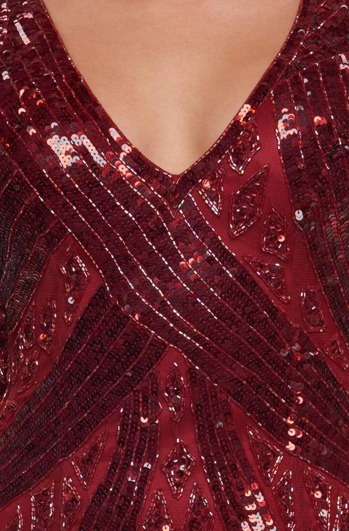 Cassandra Stone - 4436A V Neck Sequin Ornate Draped Back Evening Gown Formal Gowns 5 Cassandra Stone - 4436A V Neck Sequin Ornate Draped Back Evening Gown Formal Gowns