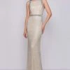 Cassandra Stone - 4709A Square Neck Drape Back Beaded Net Sheath Gown Formal Gowns