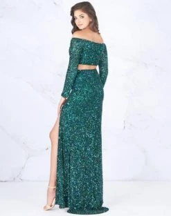 Cassandra Stone - 4831A Two Piece Bedazzled Off-Shoulder Sheath Dress
