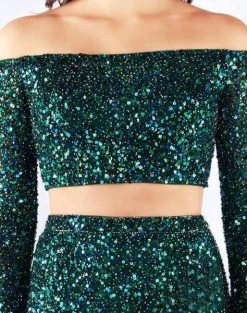 Cassandra Stone - 4831A Two Piece Bedazzled Off-Shoulder Sheath Dress