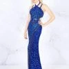 Cassandra Stone - 4872A Bedazzled Halter Sheath Dress With Train