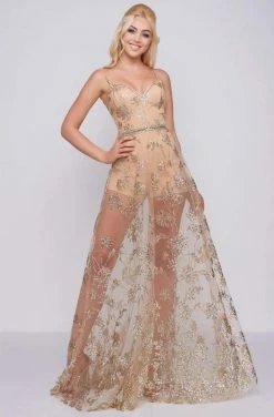 Formal Gowns Cassandra Stone - 48815A Sleeveless Embellished V-neck A-line Dress