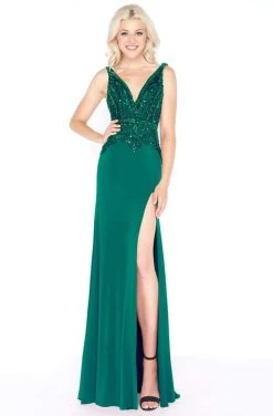 Cassandra Stone - 50484A Embellished V-neck Sheath Dress