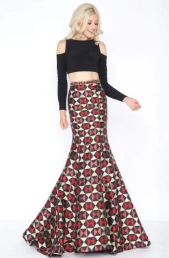 Cassandra Stone - 66523A Two Piece Cold Shoulder Contrast Trumpet Gown Formal Gowns