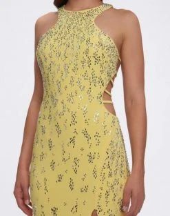 Cassandra Stone - 66874A Embellished Halter Dress With Lattice Back Formal Gowns