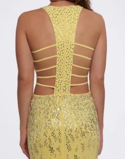 Cassandra Stone - 66874A Embellished Halter Dress With Lattice Back Formal Gowns