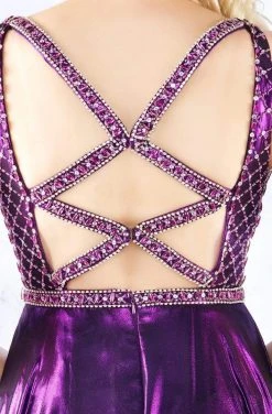 Cassandra Stone - 77493A Bedazzled V-neck A-line Dress With Train Formal Gowns 7 Cassandra Stone - 77493A Bedazzled V-neck A-line Dress With Train Formal Gowns