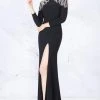Cassandra Stone - 77519A Embellished Long Sleeve Bateau Trumpet Dress Formal Gowns