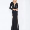 Cassandra Stone - 79186A Rhinestone Accented Deep V-neck Jersey Dress Formal Gowns