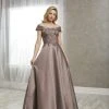 Christina Wu Elegance - 17940 Applique Off-Shoulder Satin A-line Gown 2 Christina Wu Elegance - 17940 Applique Off-Shoulder Satin A-line Gown