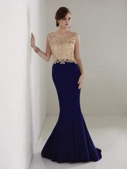 Formal Gowns Christina Wu Elegance - 20208 Beaded Bateau Jersey Mermaid Dress