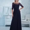 Formal Gowns Christina Wu Elegance - Beaded Lace Illusion Bateau Dress 17767 - 1 Pc Claret In Size 6 Available