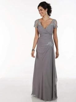 Formal Gowns Christina Wu Elegance - Pleated Bodice V Neckline Surplice Gown 17735