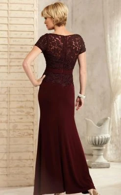 Christina Wu Elegance Short Sleeve Jeweled Lace Peplum Sheath Gown - 1 Pc Wine In Size 6 Available Formal Gowns 8 Christina Wu Elegance Short Sleeve Jeweled Lace Peplum Sheath Gown - 1 Pc Wine In Size 6 Available Formal Gowns