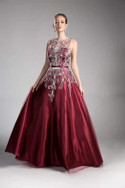 Cinderella Divine - 1020 Embroidered Illusion Bateau Evening Gown