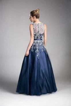 Cinderella Divine - 1020 Embroidered Illusion Bateau Evening Gown