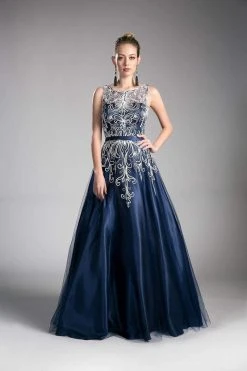 Cinderella Divine - 1020 Embroidered Illusion Bateau Evening Gown