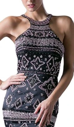 Formal Gowns Cinderella Divine - 13118 Beaded High Halter Satin Mermaid Gown 8 Formal Gowns Cinderella Divine - 13118 Beaded High Halter Satin Mermaid Gown