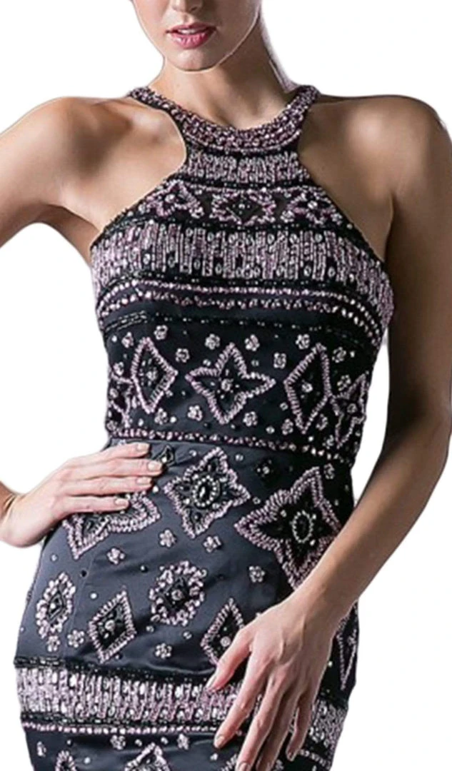 Formal Gowns Cinderella Divine - 13118 Beaded High Halter Satin Mermaid Gown 5 Formal Gowns Cinderella Divine - 13118 Beaded High Halter Satin Mermaid Gown