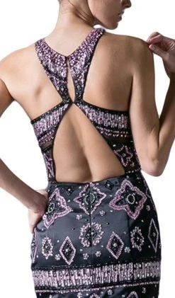 Formal Gowns Cinderella Divine - 13118 Beaded High Halter Satin Mermaid Gown 9 Formal Gowns Cinderella Divine - 13118 Beaded High Halter Satin Mermaid Gown