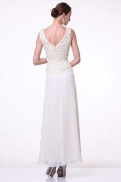 Formal Gowns Cinderella Divine - 1455 Sequin-Ornate Lace Peplum Detailed Long Formal Dress