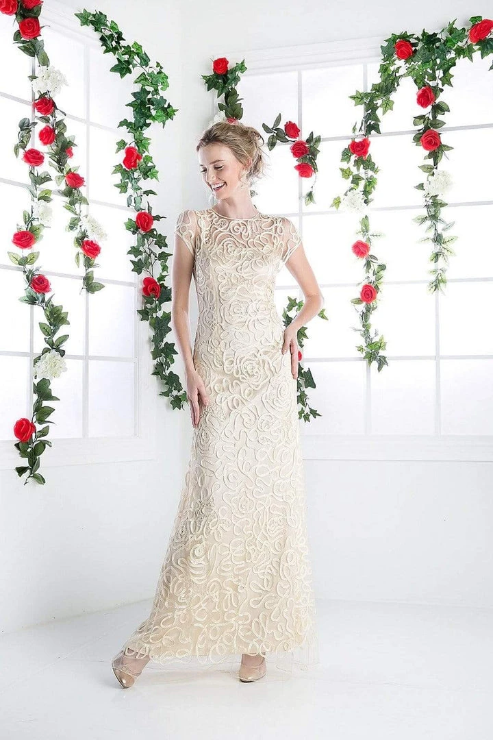 Cinderella Divine - 1920 Embellished Illusion Jewel Neck Sheath Dress Formal Gowns 3 Cinderella Divine - 1920 Embellished Illusion Jewel Neck Sheath Dress Formal Gowns