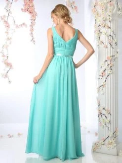 Formal Gowns Cinderella Divine - 1972 Plunging Sweetheart Empire Chiffon Long Formal Dress