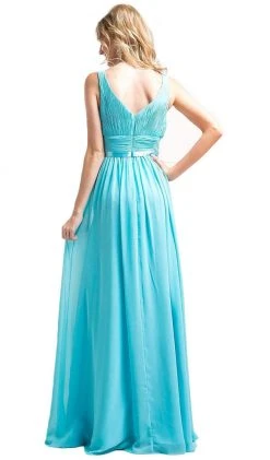 Formal Gowns Cinderella Divine - 1972 Plunging Sweetheart Empire Chiffon Long Formal Dress