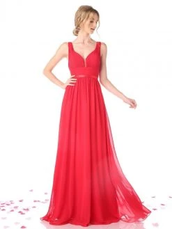 Formal Gowns Cinderella Divine - 1972 Plunging Sweetheart Empire Chiffon Long Formal Dress