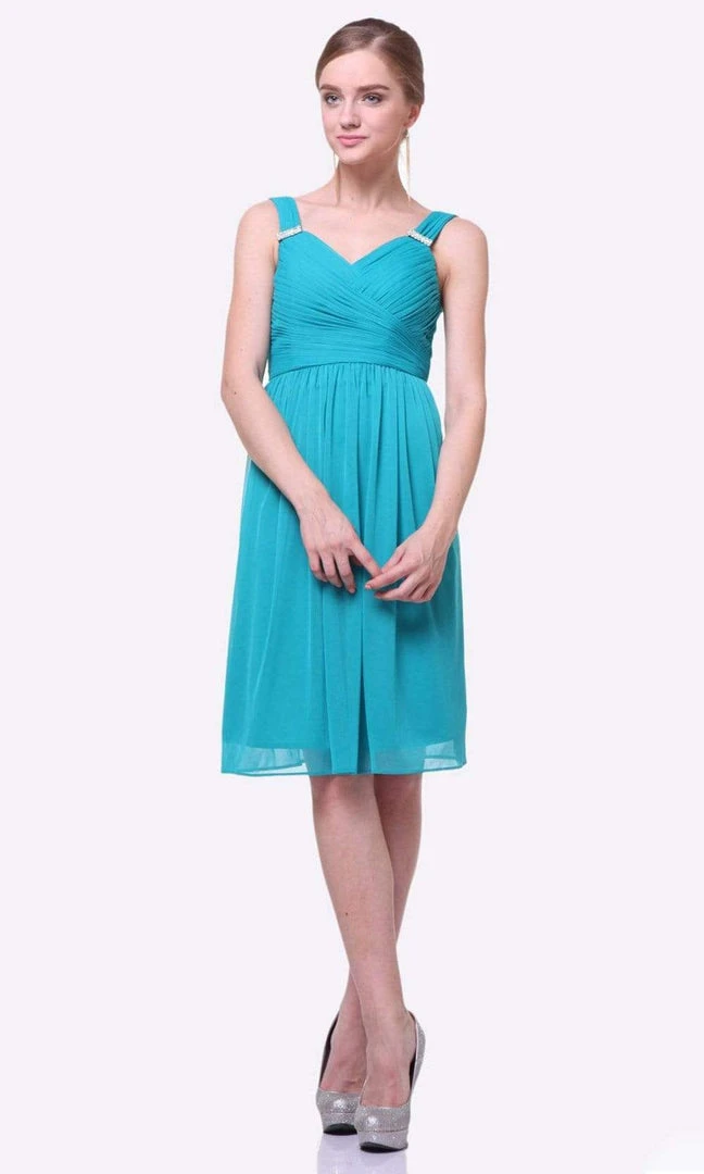Cinderella Divine - 3802 Sleeveless V-Neck Ruched Chiffon A-Line Dress 10 Cinderella Divine - 3802 Sleeveless V-Neck Ruched Chiffon A-Line Dress