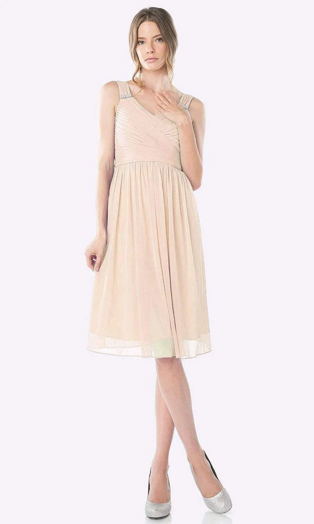 Cinderella Divine - 3802 Sleeveless V-Neck Ruched Chiffon A-Line Dress 8 Cinderella Divine - 3802 Sleeveless V-Neck Ruched Chiffon A-Line Dress