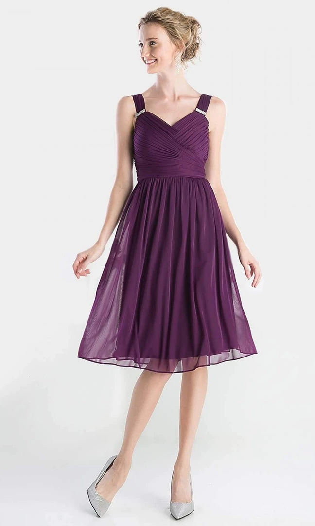 Cinderella Divine - 3802 Sleeveless V-Neck Ruched Chiffon A-Line Dress 9 Cinderella Divine - 3802 Sleeveless V-Neck Ruched Chiffon A-Line Dress