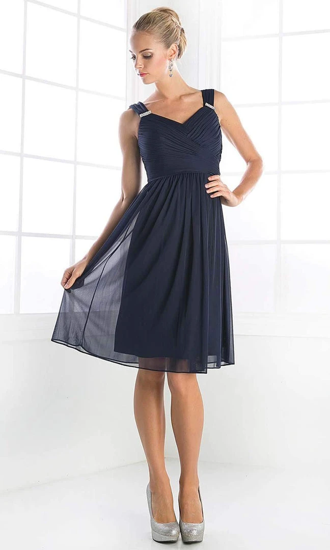 Cinderella Divine - 3802 Sleeveless V-Neck Ruched Chiffon A-Line Dress 14 Cinderella Divine - 3802 Sleeveless V-Neck Ruched Chiffon A-Line Dress