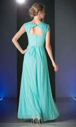 Formal Gowns Cinderella Divine - 3831 Empire Waist Cutout Back Flowy A-Line Gown