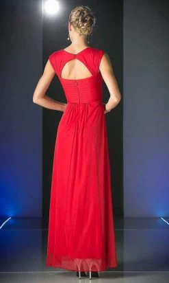 Formal Gowns Cinderella Divine - 3831 Empire Waist Cutout Back Flowy A-Line Gown