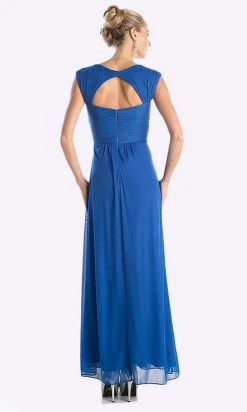 Formal Gowns Cinderella Divine - 3831 Empire Waist Cutout Back Flowy A-Line Gown