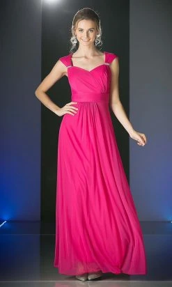 Formal Gowns Cinderella Divine - 3831 Empire Waist Cutout Back Flowy A-Line Gown