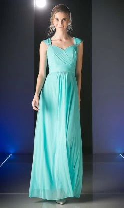 Formal Gowns Cinderella Divine - 3831 Empire Waist Cutout Back Flowy A-Line Gown