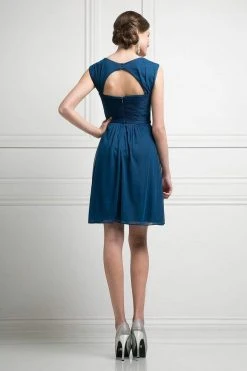 Cocktail Dresses Cinderella Divine - 3832 Wide Strap Keyhole Back Ruched Cocktail Dress